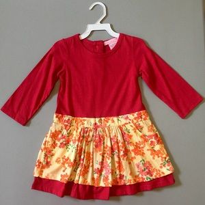 NWOT Baby Nay Long Sleeve Dress Pockets Girl’s 3T Floral Red Yellow Boutique